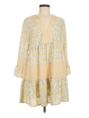 entro Yellow & Cream Ikat-Accent dress